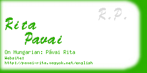 rita pavai business card